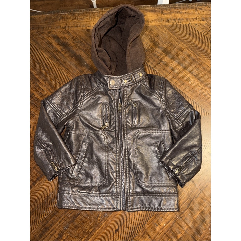 Urban Republic Jacket Toddler 3T Moto Full Zip Long Sleeve Hooded Brown